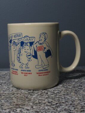 VINTAGE 1995 Oscar Mayer Heroes Mug “Three Cheers For These Oscar Mayer Heroes!